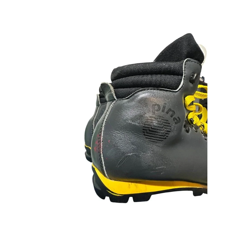 VTG Alpina 3Pin 75mm Nordic Norm Ski Boots Sz 40 Black Yellow Vibram L 8.5 M 7.5